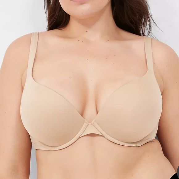 Cacique Lane Bryant Boost Plunge Cafe Nude Smooth Bra Bundle